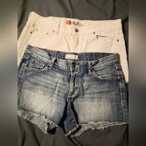 2 Pair Old Navy Light Blue Denim & White Denim Cutoff Shorts Size 8